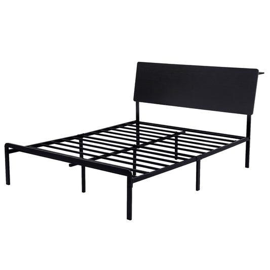 Artiss Bed Frame Queen Size LED Metal Bed Base with Charging Station LAN