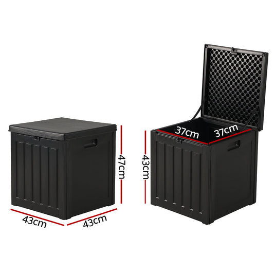 Outdoor Storage Box 80L Container Lockable Garden Toy Tool Shed Black