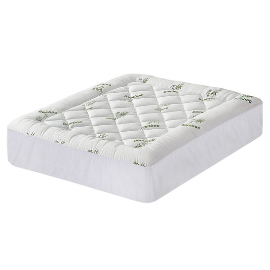Giselle Bedding 5cm Pillowtop Mattress Topper 1000GSM Thick Soft Bamboo Cooling Pad for Back Pain Relief & Guest Bed, Washable Overfilled Cover with 45cm Deep Pocket Queen
