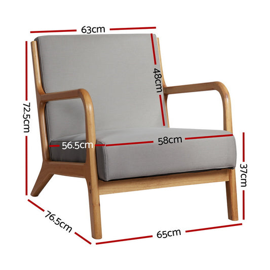 Artiss Armchair Fabric Light Grey