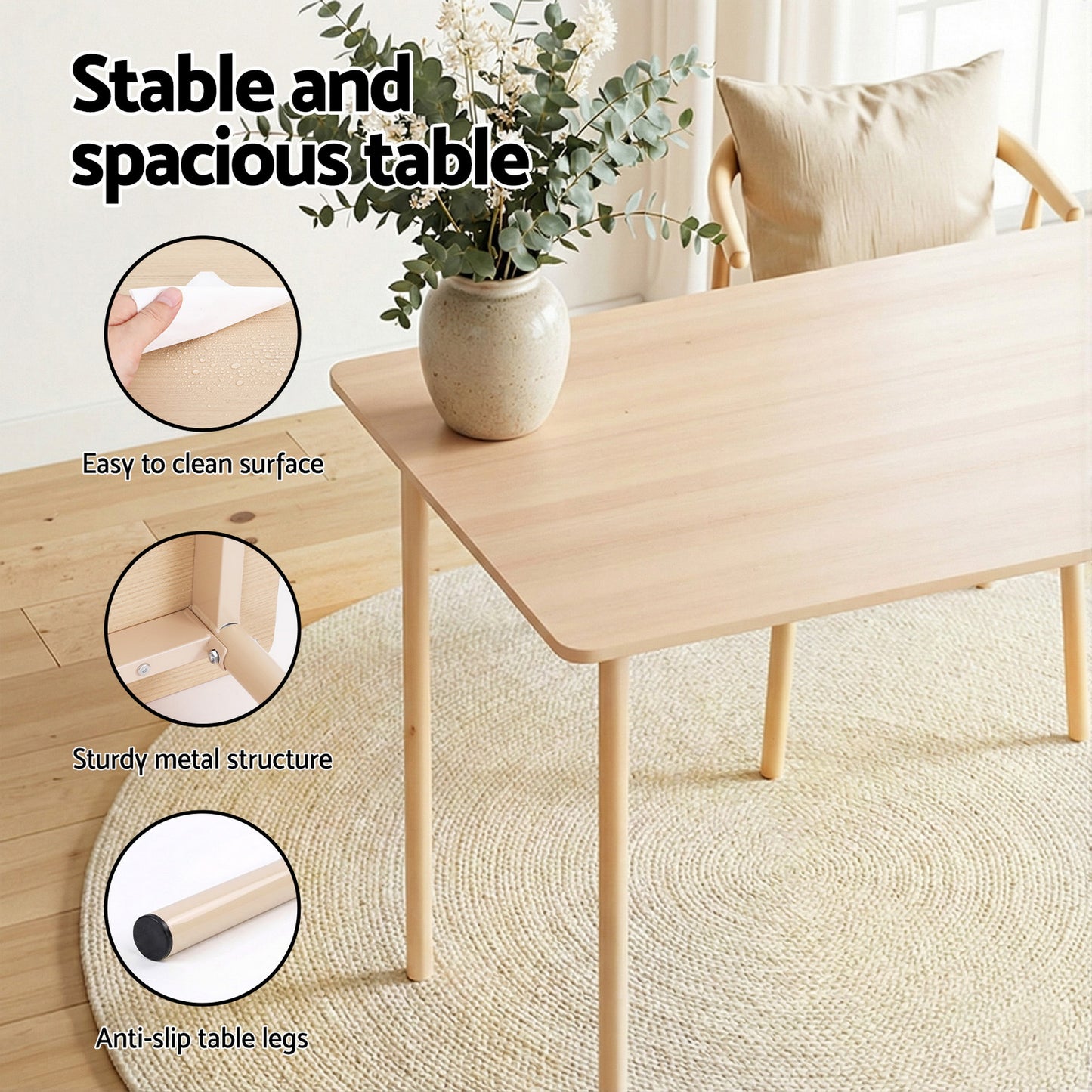 Artiss Dining Table and Chairs Set of 5 Compact Kitchen Furniture Natural Beige