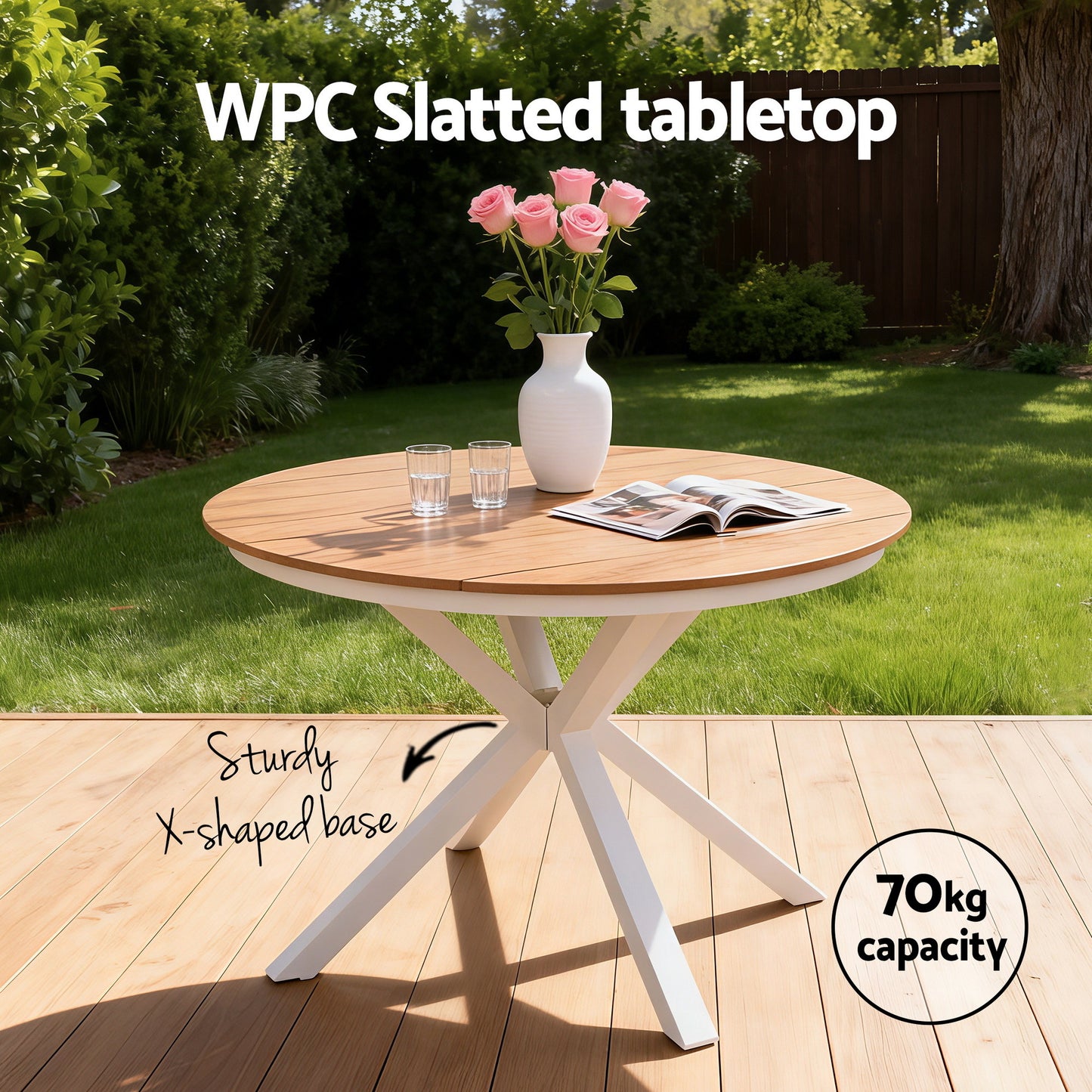 Gardeon Outdoor Dining Set 5 Piece Aluminum WPC Tabletop Patio Furniture
