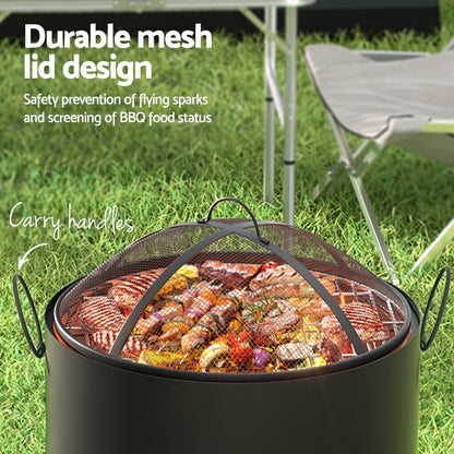 Grillz Fire Pit BBQ Portable Deep Bowl Outdoor Fireplace