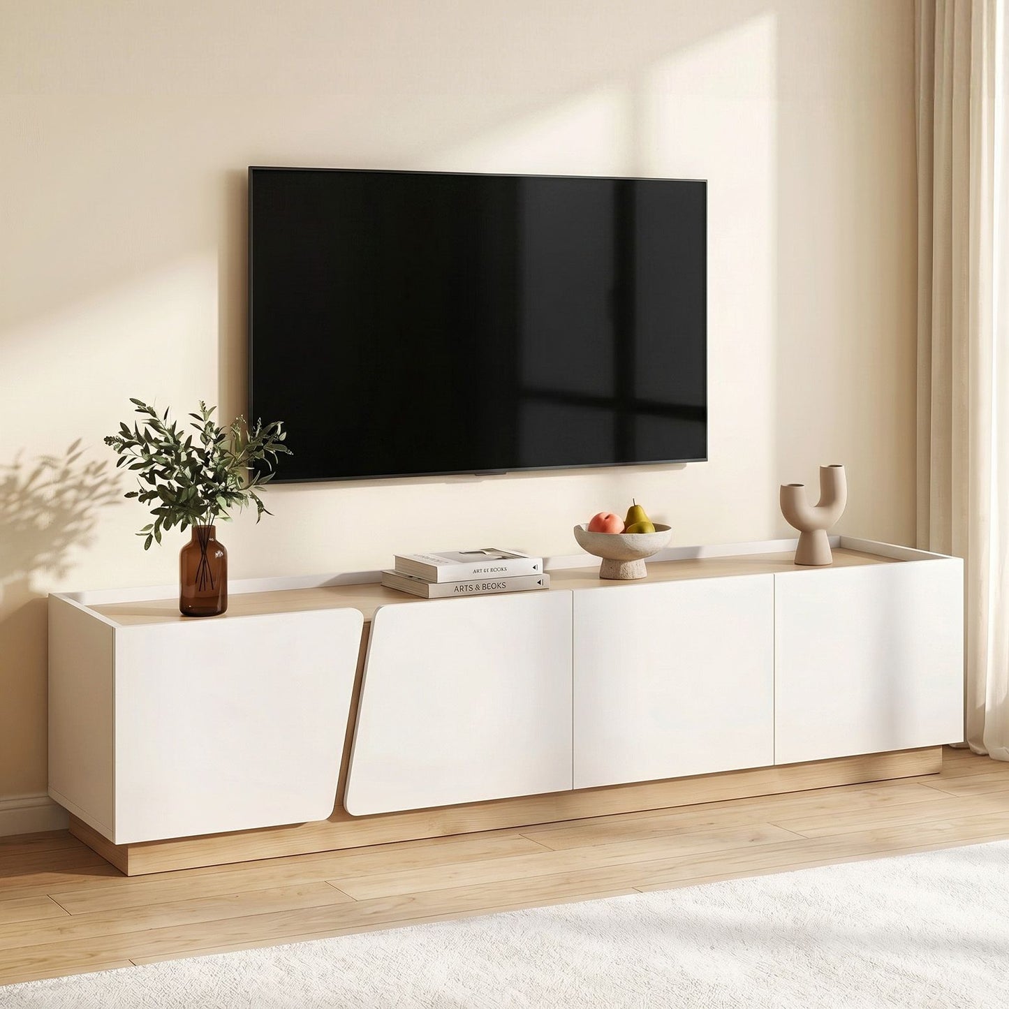 Artiss 180cm TV Unit Storage Cabinet Living Room White & Pine