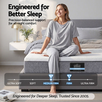 Giselle Bedding Double Mattress 23cm Pocket Spring Mattress with Adjustable Firmness Reversible Foam Layer for Medium Firm & Firm Support Motion Isolation Bedroom Bed