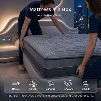 Levitex 25 cm Hybrid Pocket Spring Mattress Firm with 4cm Egg Crate Foam for Deep Sleep Bamboo Charcoal Fabric King