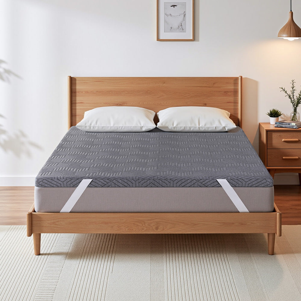 Giselle 8cm Memory Foam Mattress Topper Gel Dual Layer Foam Bamboo King