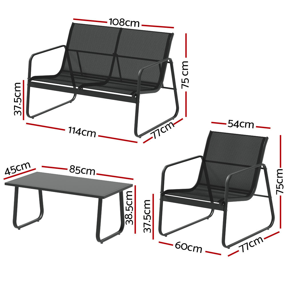 Outdoor Sofa Set Lounge Setting Textilene Table and Chairs
