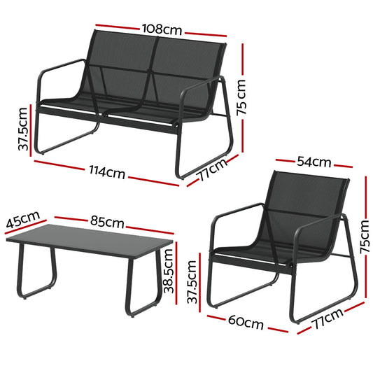 Outdoor Sofa Set Lounge Setting Textilene Table and Chairs