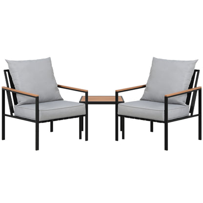 Gardeon 3PC Outdoor Furniture Bistro Set Lounge Setting Chairs Table Patio Black