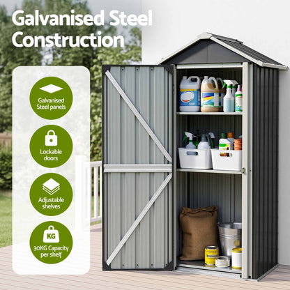Gardeon Outdoor Storage Cabinet Garden Shed Steel Tool Lockable Cupboard Adjustable Shelves