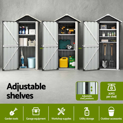 Gardeon Outdoor Storage Cabinet Garden Shed Steel Tool Lockable Cupboard Adjustable Shelves