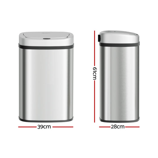 Devanti 50L Sensor Bin Motion Rubbish Automatic Silver