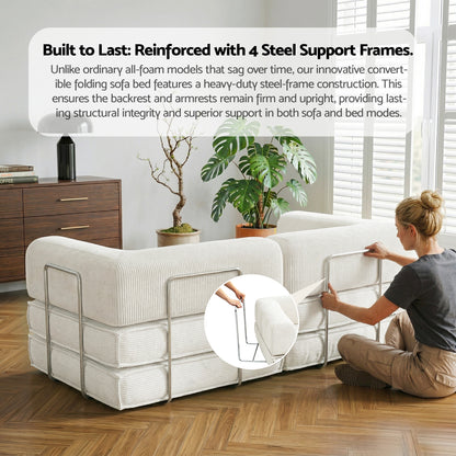 Artiss Convertible Folding Sofa Bed Beign