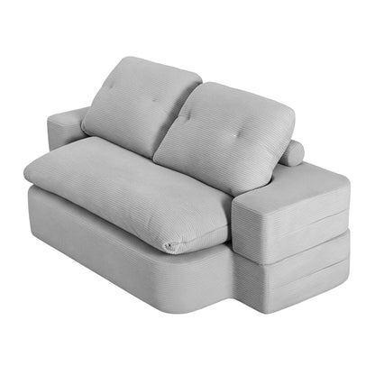 Artiss Convertible Folding Sofa Bed 30D High-Density Foam Boneless Couch with Corduroy Sleeper Couch Lounger for Living Room Grey