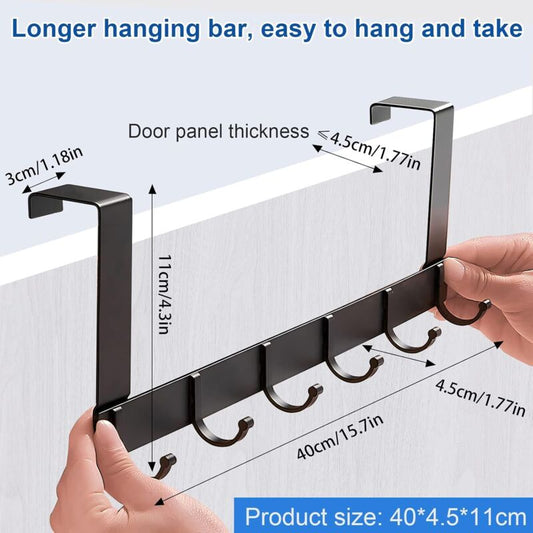Coat Rack For Door, Black Stainless Steel Coat Hook, 6 Hooks Coat Rack For Bedroom Bathroom Kitchen Door Türhaken-6