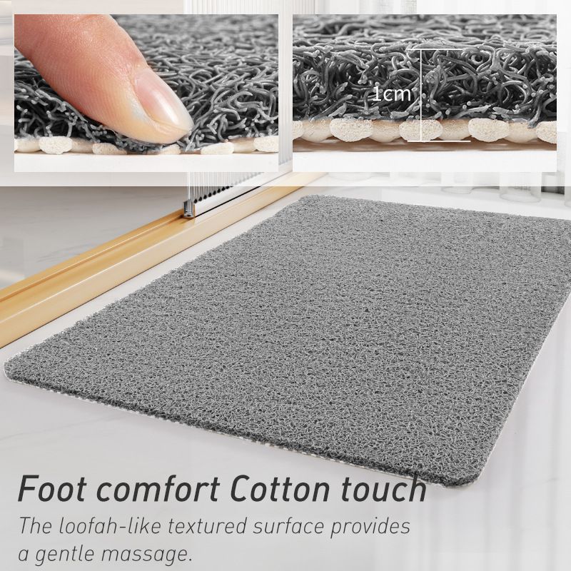 Quick-Dry Non-Slip Bathroom Mat 40 x 60 cm, Soft Loofah-Style Shower Rug, Gray