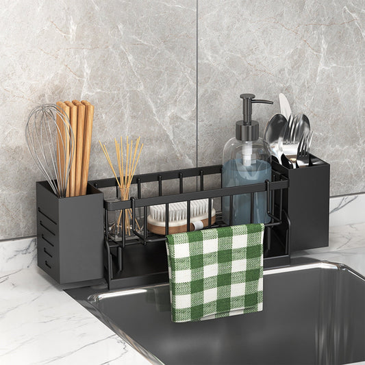 Xuniizn Pantry Organizers and Storage - Kitchen Organizers and Storage Rack, Sink Countertop Multifunctional Holder for Rags, Chopsticks, Knives & Forks - Kitchen Organization & Storage Solution Black