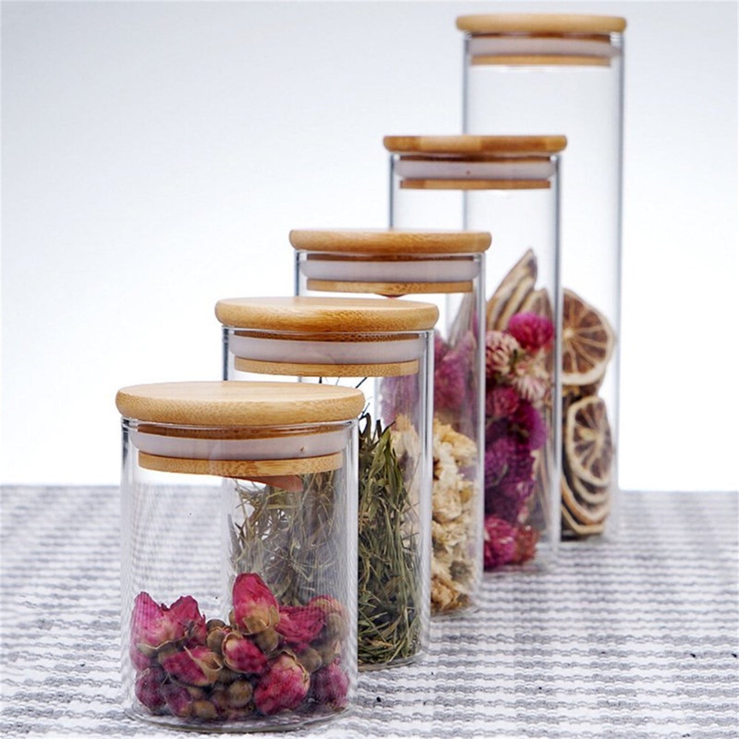 CGZQFEI Glass Storage Containers with Lids, Glass Jars with Lids, Clear Food Jar, Round Canister, Pantry Organizers and Storage for Cookie Flour Oat Pasta Tea Coffee Bean,175ml,2.55x3.14' Clear1