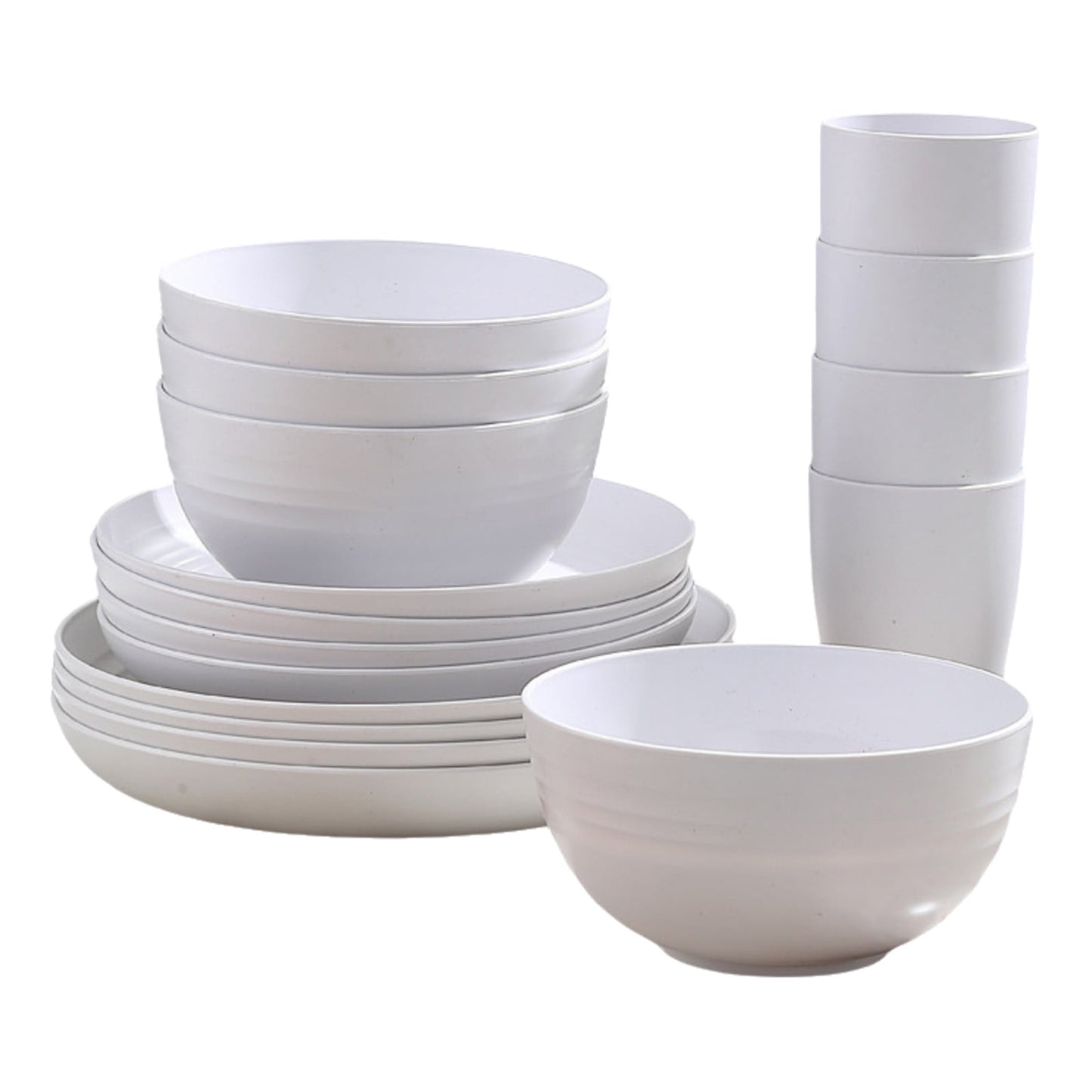 16 Piece Kitchen Dinnerware Set -  Dinner Plates, Dessert Plate, Cereal Bowls, Cups