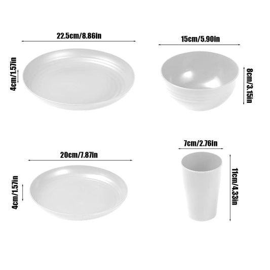 16 Piece Kitchen Dinnerware Set -  Dinner Plates, Dessert Plate, Cereal Bowls, Cups