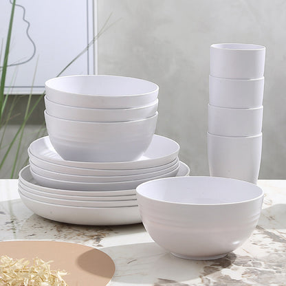 16 Piece Kitchen Dinnerware Set -  Dinner Plates, Dessert Plate, Cereal Bowls, Cups
