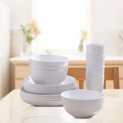 16 Piece Kitchen Dinnerware Set -  Dinner Plates, Dessert Plate, Cereal Bowls, Cups