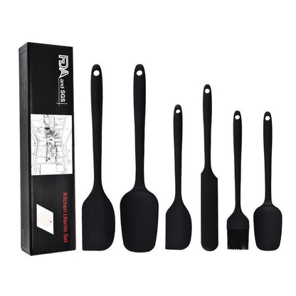 6Pcs Food-Grade Silicone Scraper Set, Baking Cream Spatulas (Black)(2 set/12PCS)