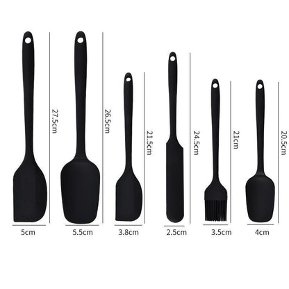 6Pcs Food-Grade Silicone Scraper Set, Baking Cream Spatulas (Black)(2 set/12PCS)