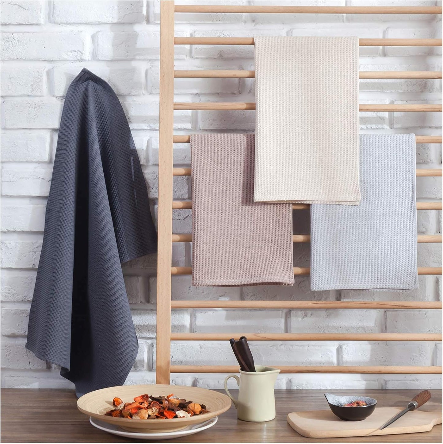 4-Piece Kitchen Towel Set 100% Cotton 43x65cm Highly Absorbent Quick Drying Multifunctional