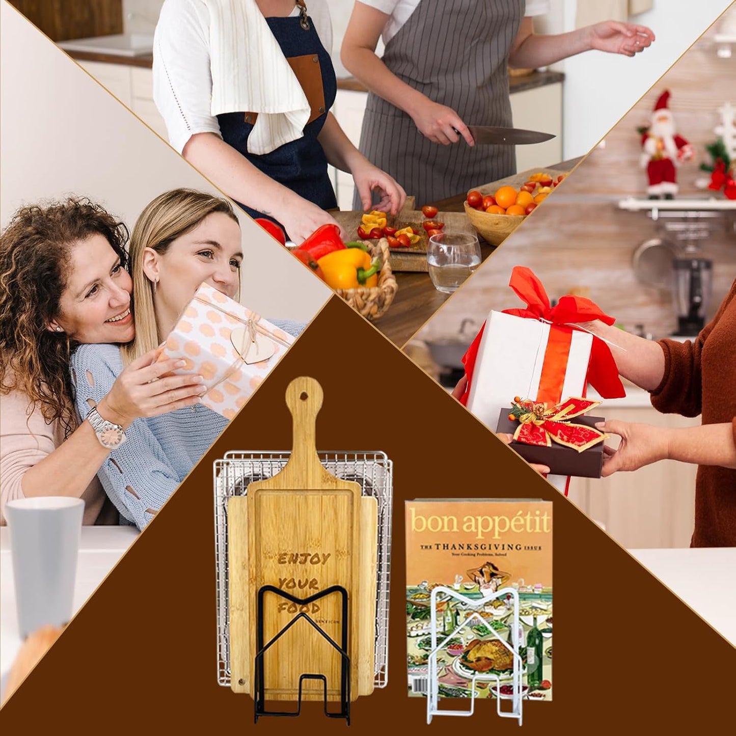 SUNIFCON Cutting Board Rack Organizer Chopping Board Stand Holder Kitchen Countertop Pots Pan Lids Rack Organizer Flat Steel 4.92 x 5.71 x 8.46 in. Black