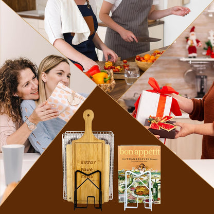 SUNIFCON Cutting Board Rack Organizer Chopping Board Stand Holder Kitchen Countertop Pots Pan Lids Rack Organizer Flat Steel 4.92 x 5.71 x 8.46 in. Black