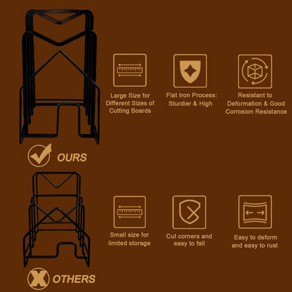 SUNIFCON Cutting Board Rack Organizer Chopping Board Stand Holder Kitchen Countertop Pots Pan Lids Rack Organizer Flat Steel 4.92 x 5.71 x 8.46 in. Black