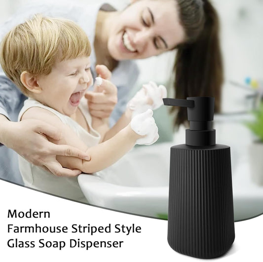 Soap Dispenser - Black Soap Dispenser for Detergent - Kitchen Soap Dispenser - With Press Dispenser - Suitable for Countertops - Bathroom and Kitchen (2 pieces - Black)