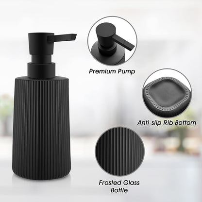 Soap Dispenser - Black Soap Dispenser for Detergent - Kitchen Soap Dispenser - With Press Dispenser - Suitable for Countertops - Bathroom and Kitchen (2 pieces - Black)