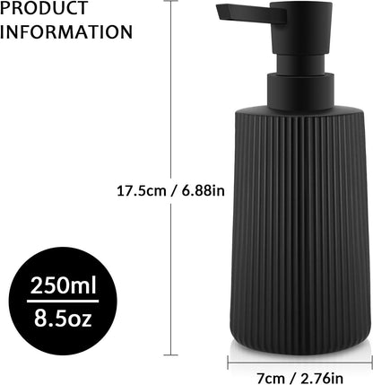 Soap Dispenser - Black Soap Dispenser for Detergent - Kitchen Soap Dispenser - With Press Dispenser - Suitable for Countertops - Bathroom and Kitchen (2 pieces - Black)