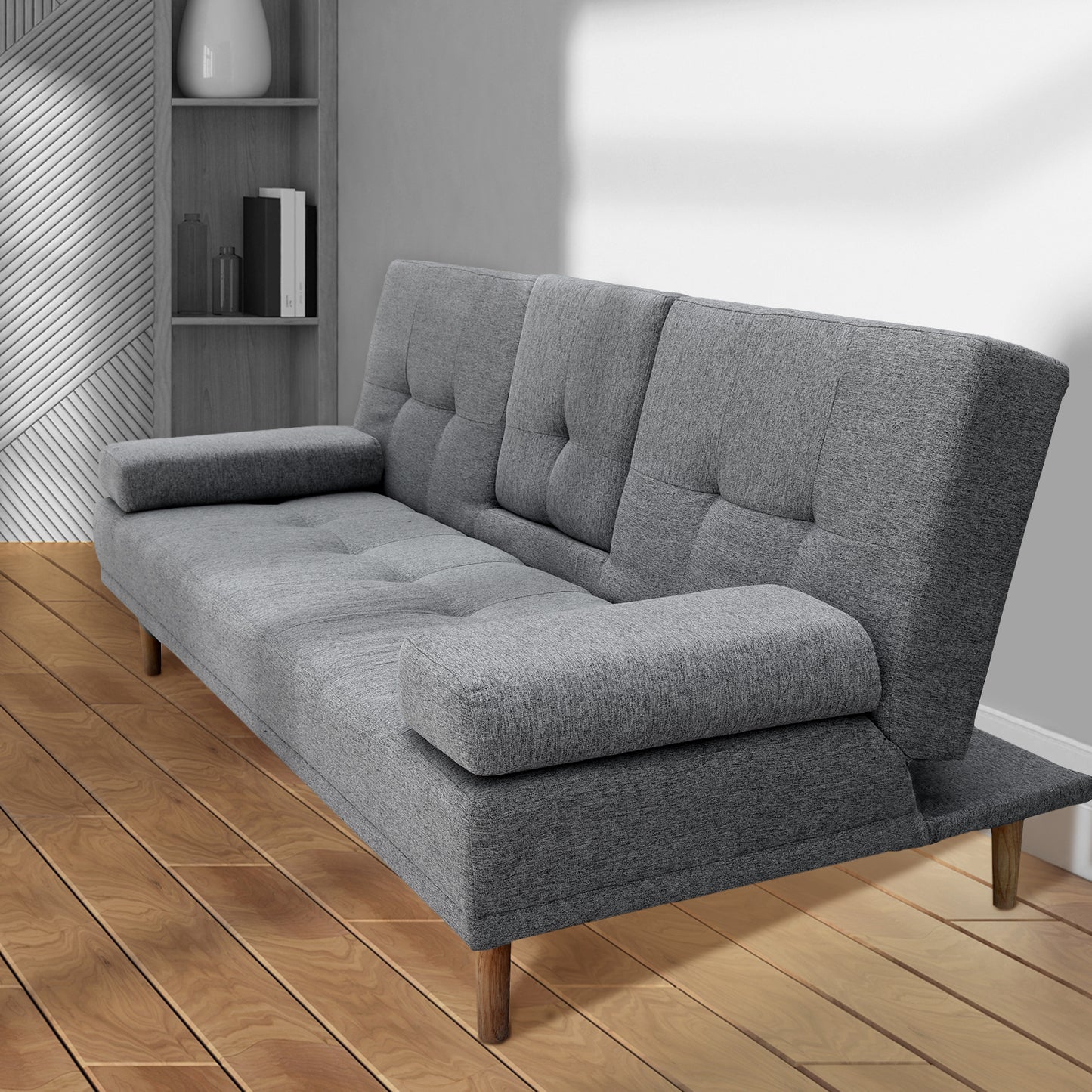 Mendoza 2 in 1 Sofa Bed/Futon Couch Grey