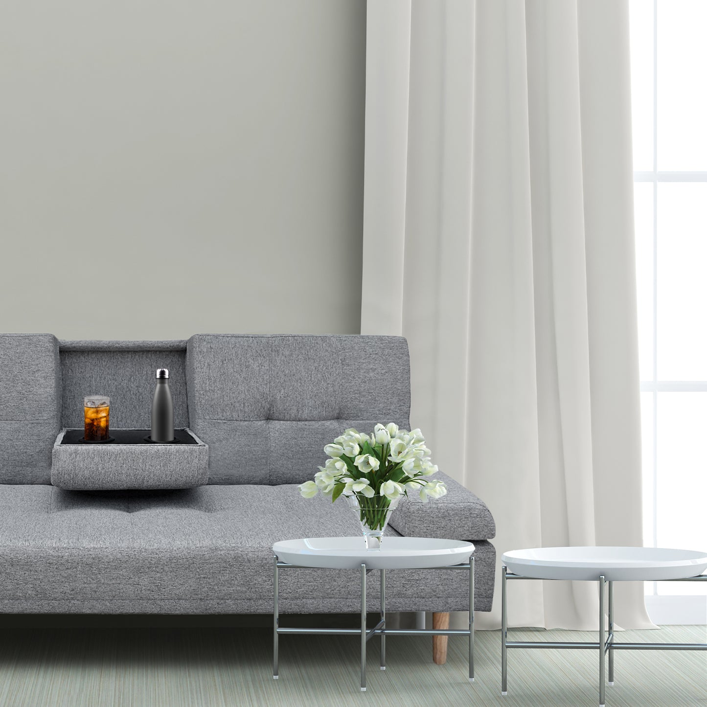 Mendoza 2 in 1 Sofa Bed/Futon Couch Grey