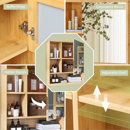 Wall Cabinet Bathroom Mirror Storage Medicine 55.5cm
