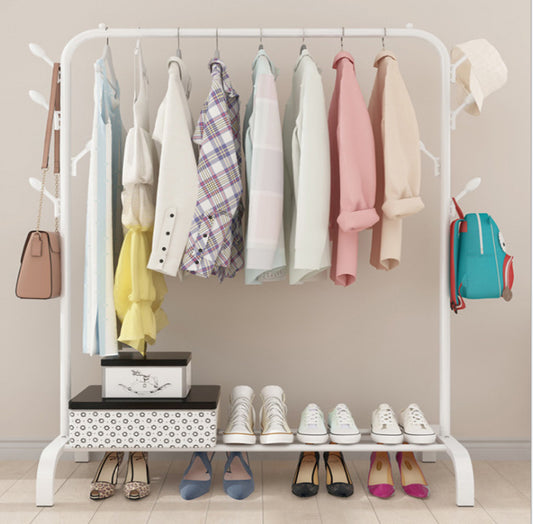 White Heavy Duty Clothes Rail Rack Hanging Garment Display Stand Shoe Storage Shelf
