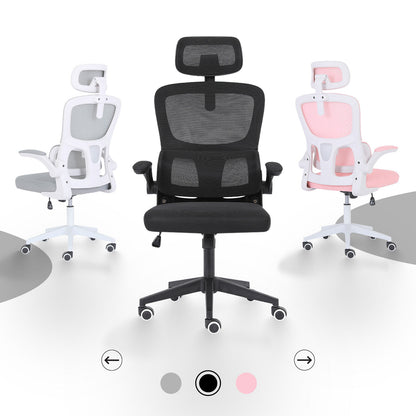 Work Office Chair - Lumber Support, Flip-up Armrest, Adjustable Headrest SITIO - Black
