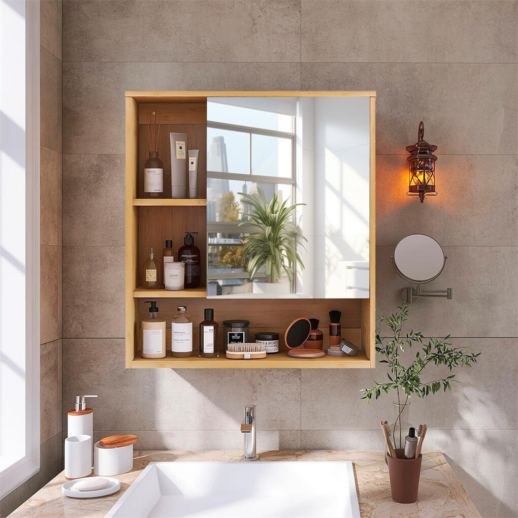 Xl Bathroom Wall Mirror Medicine Cabinet With Single Door And Adjustable Shelves