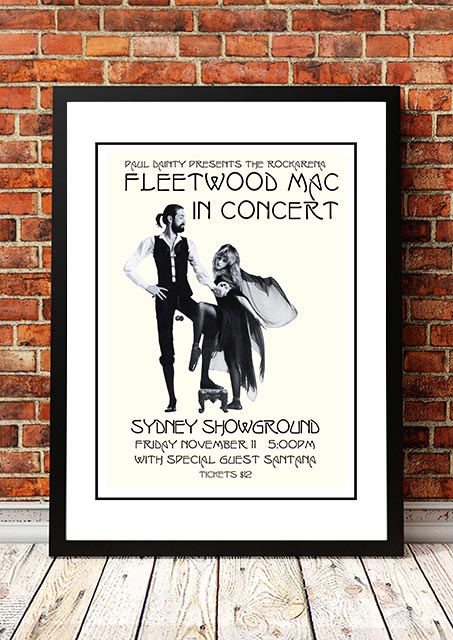 Fleetwood Mac / Santana 'Sydney Showground' Poster 1977 - Framed A3