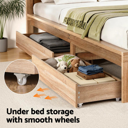 Artiss Double Bed Frame with 2 Drawers Bedroom Furniture
