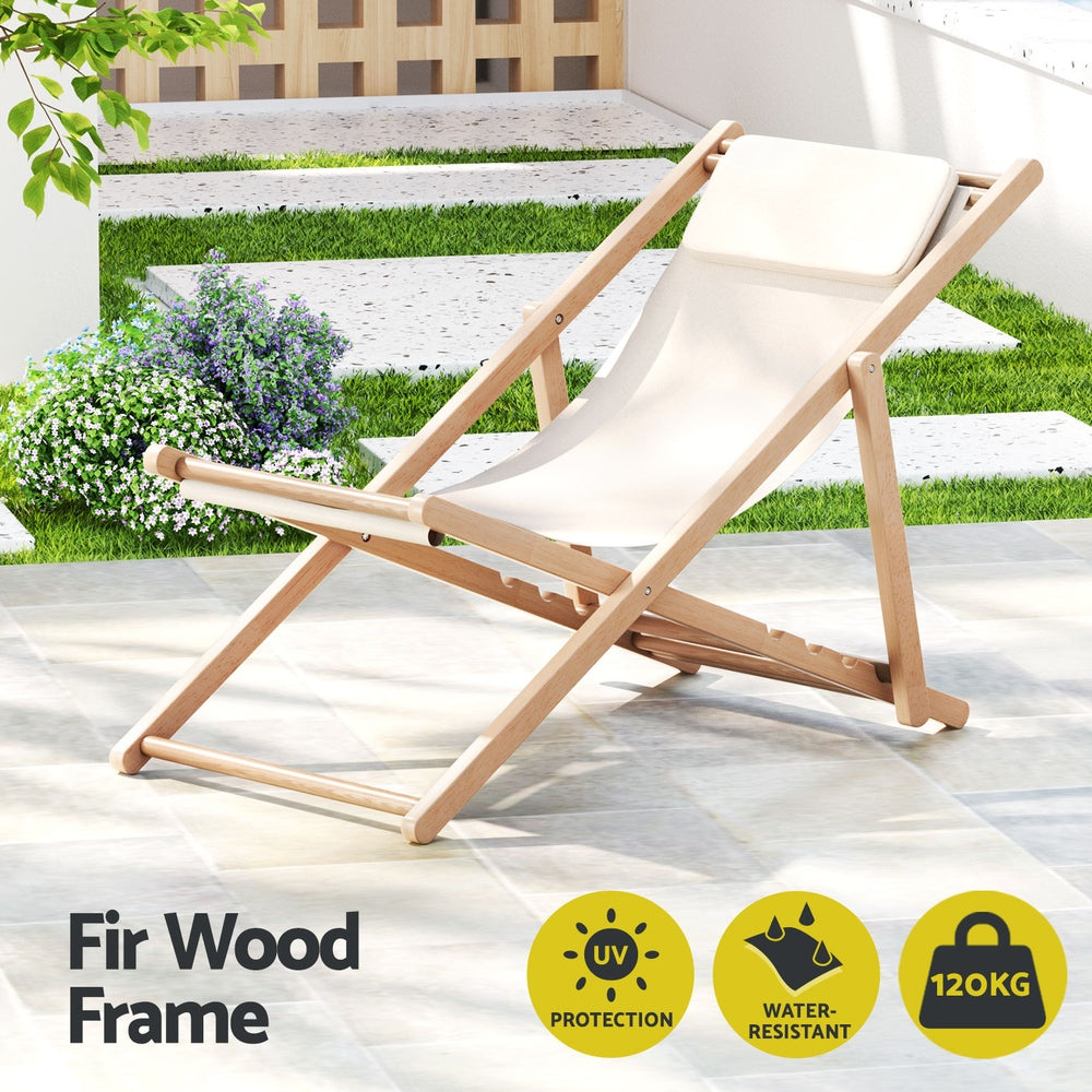 Outdoor Deck Chair Beige