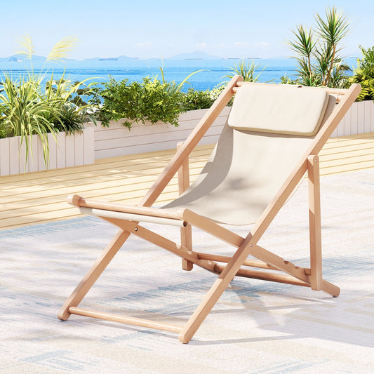 Outdoor Deck Chair Beige